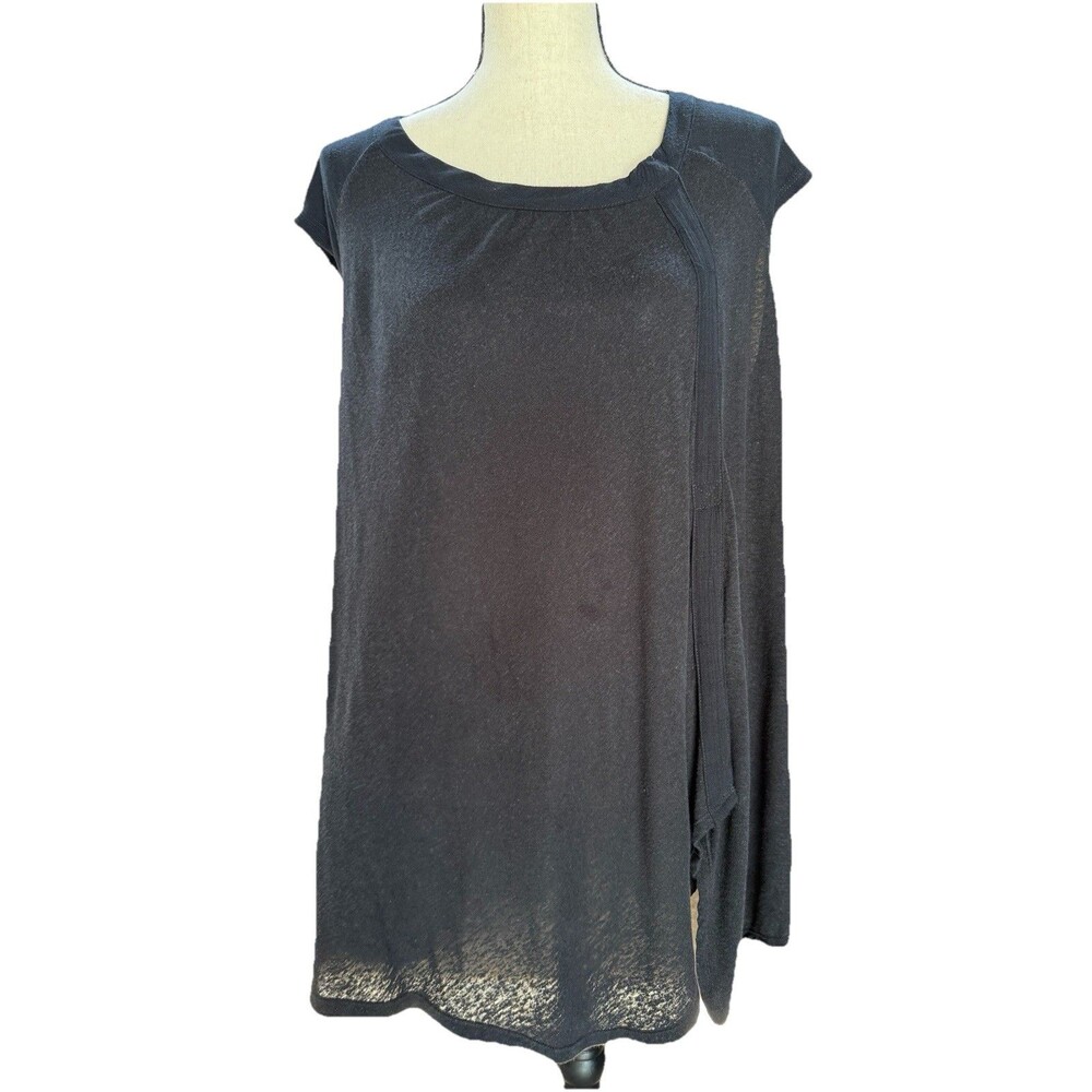 Free People Boho Draped Sleeveless BlouseAsymmetric Hem Flowy Tunic XS Oversized